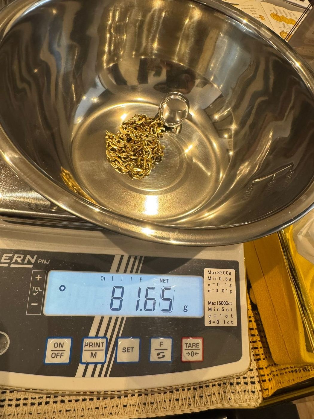 Pesée bijoux or 89g
